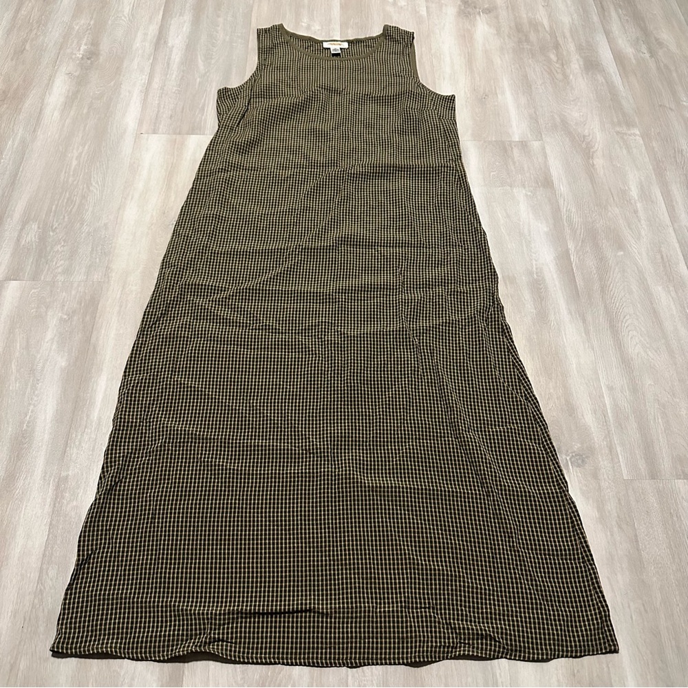 Talbots Black and Tan Gingham Maxi Dress size 12